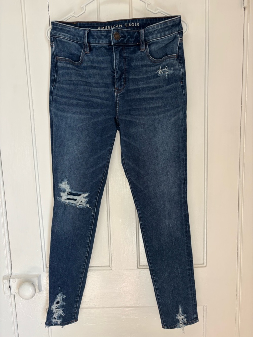 American Eagle Outfitters Dark Blue Ripped Skinny Jeans